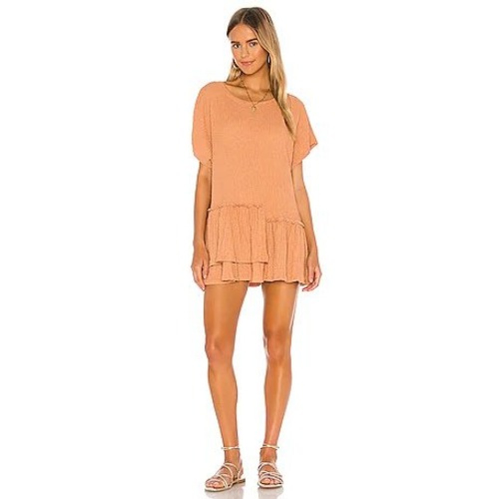 Free People Beach Marni Asymmetrical Ruffle Tunic Dress Lovely Leo Size M